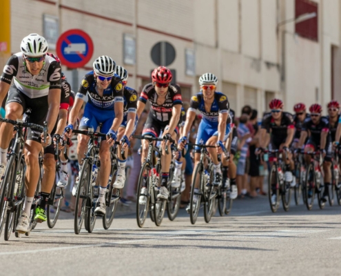 Panoramic View of People in Bicycles