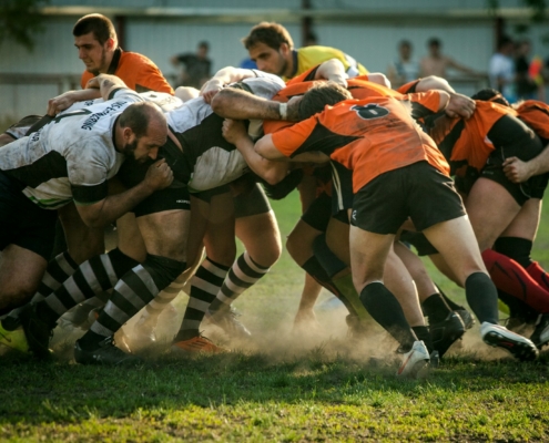 men playing football